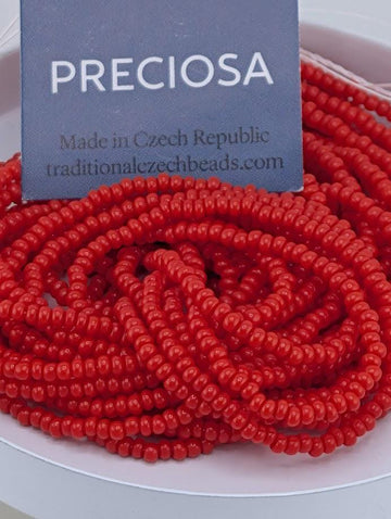 Preciosa Seed Beads: Light Red Czech Glass - Size 11/0, 20" Hank
