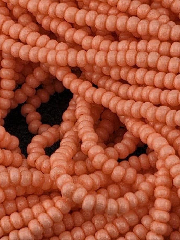 Czech Glass Seed Beads, Salmon Opaque 11/0 ( 6-string/20" half-hank, Preciosa)
