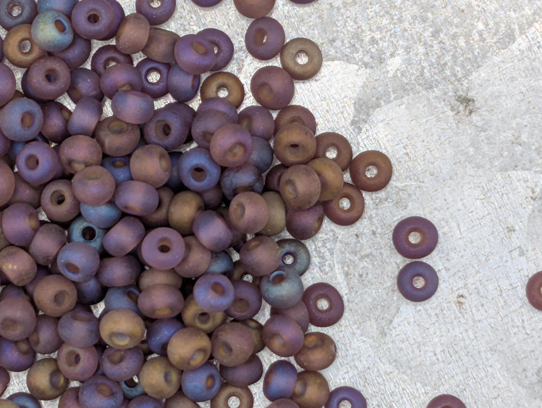 Preciosa Size 6 Seed Beads - Matte Violet Iris, Transparent, 15g