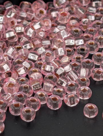 Seed Beads: Preciosa Transparent Silver-Lined Rose (Size 6/0, 15g)