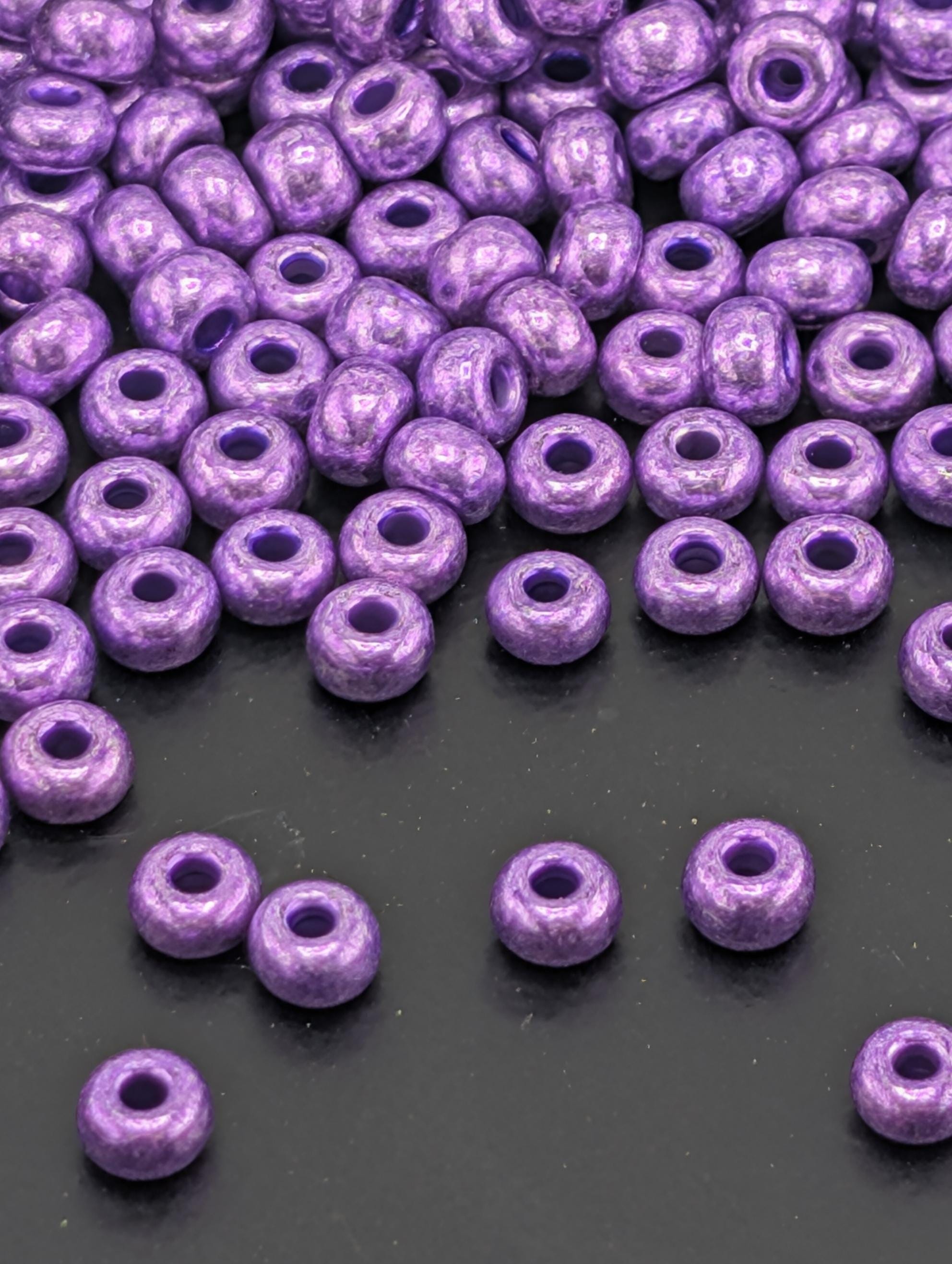 Opaque Metallic Purple Seed Beads: Preciosa Size 6 (15g Czech Glass)