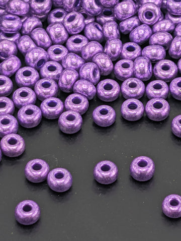Opaque Metallic Purple Seed Beads: Preciosa Size 6 (15g Czech Glass)
