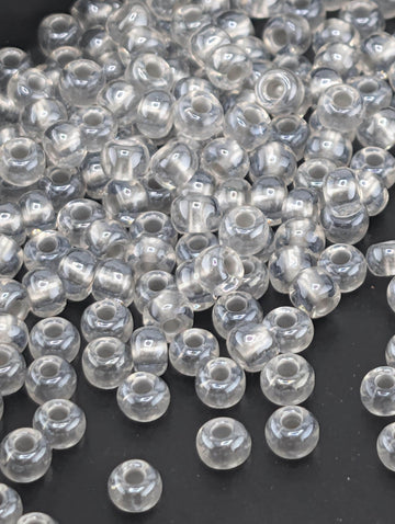 Preciosa Size 6 Seed Beads: Translucent Pastel Grey, 15g Package