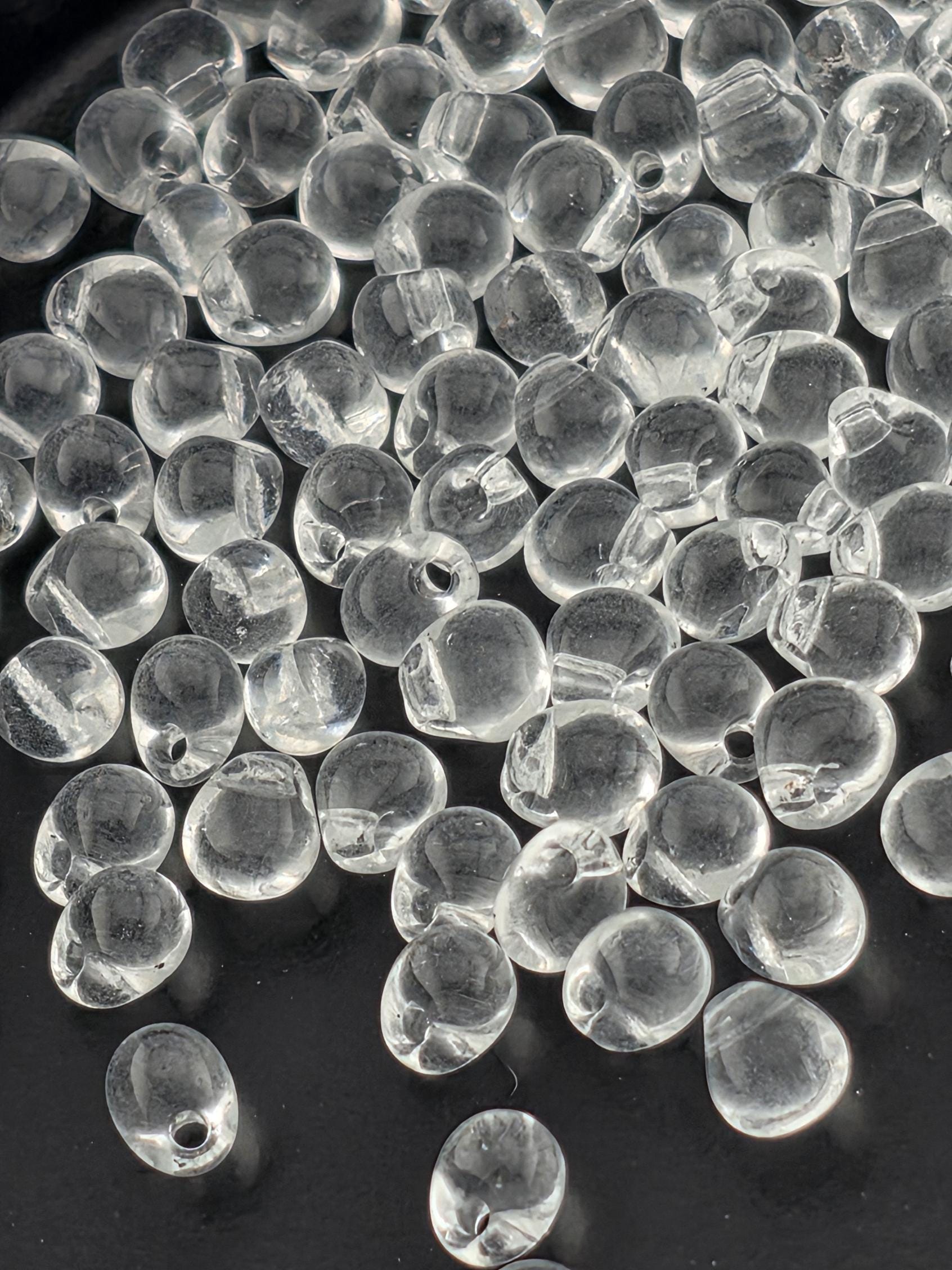 Miyuki Drop Crystal Beads: Clear, Tiny 3.4mm, 15g Pack