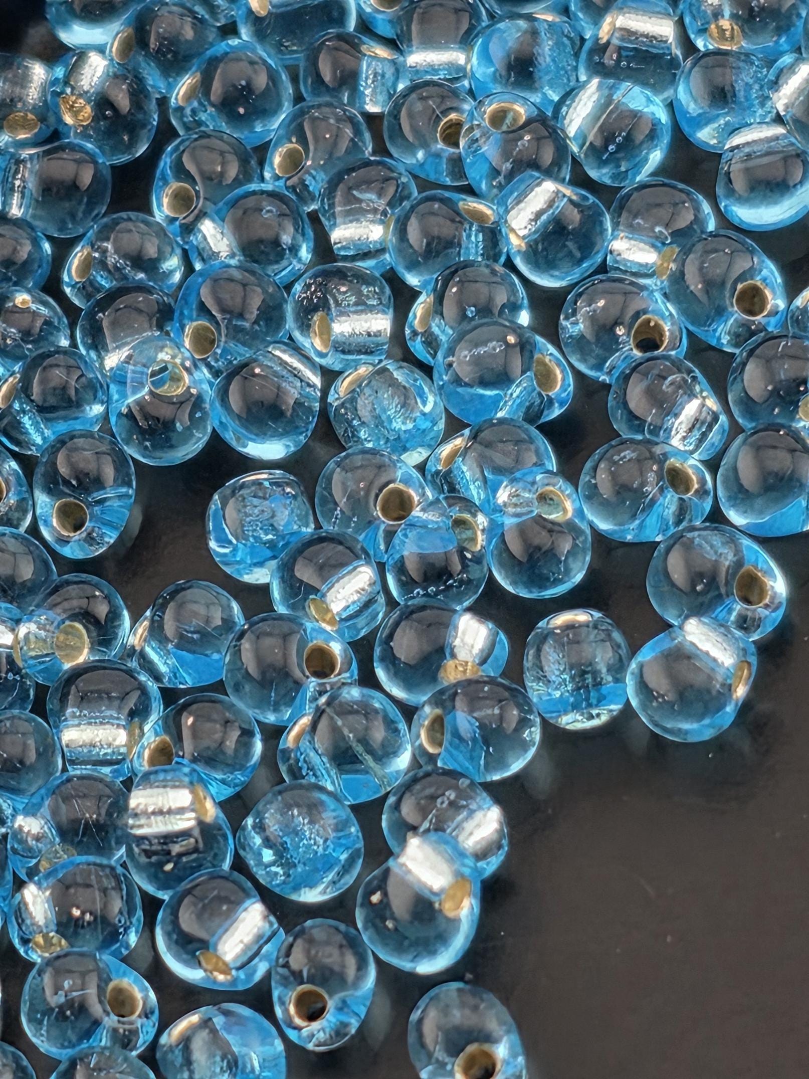 Blue Topaz Miyuki Drop Beads - Silver-Lined, 3.4mm, 15g