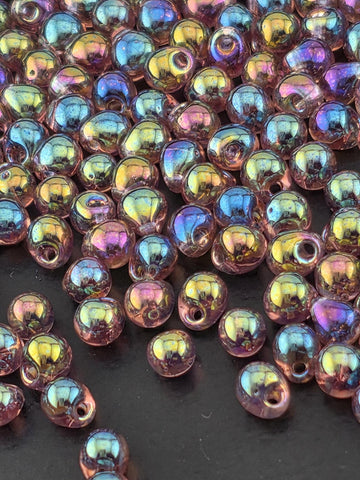 Miyuki Drop Beads: Light Amethyst with Rainbow Finish - 3.4mm, 15g