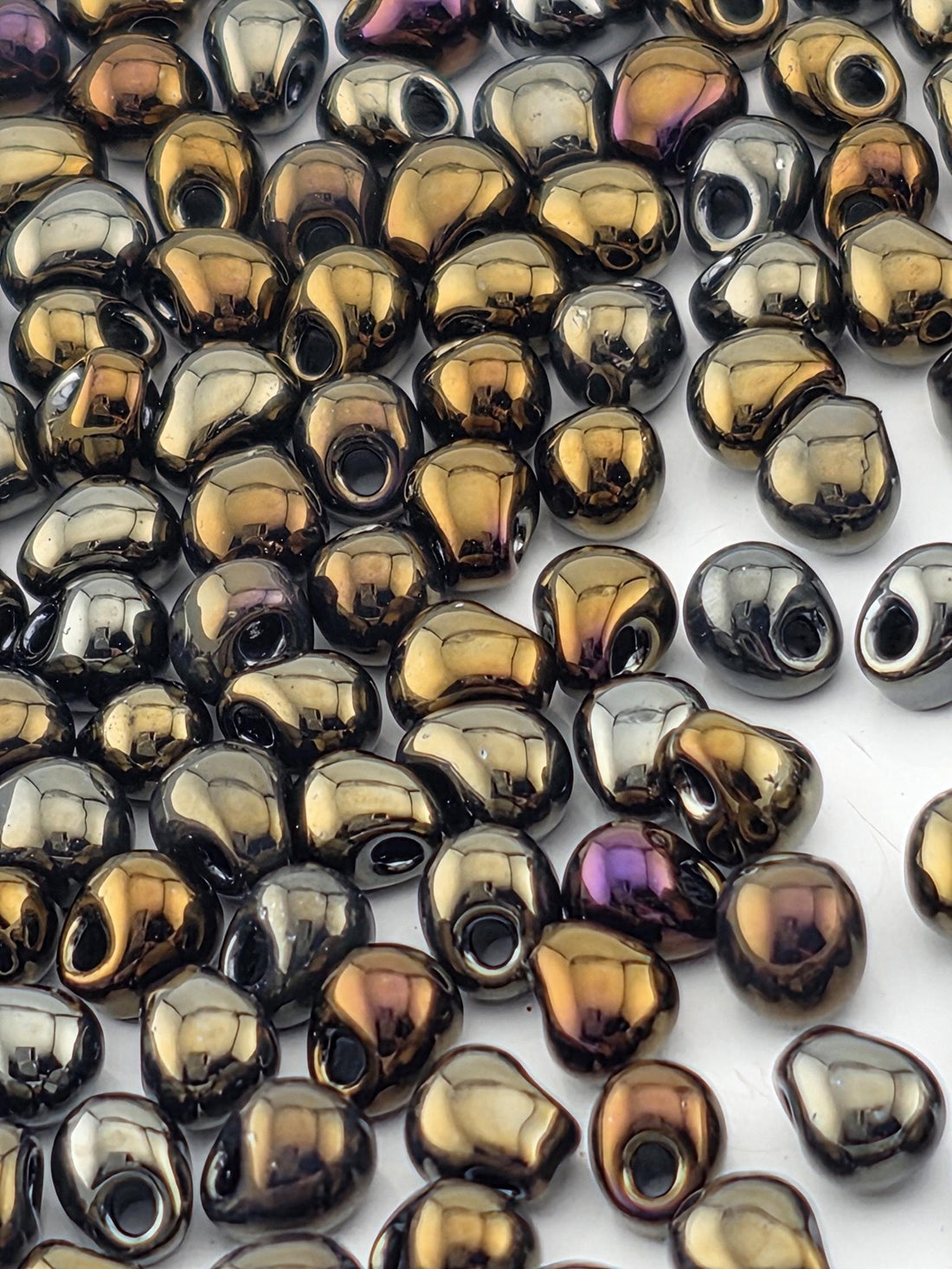 Miyuki Drop Beads: Dark Olive Matte Rainbow Finish (3.4mm, 15g)