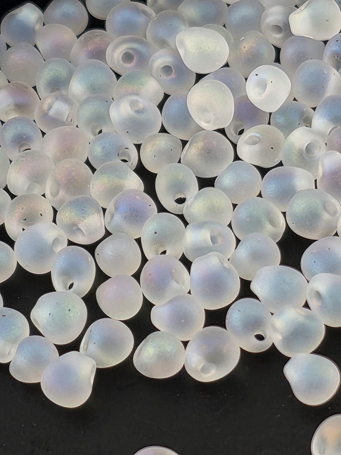 Miyuki Drop Beads: 3.4mm Matte Rainbow Crystal, 15g Pack