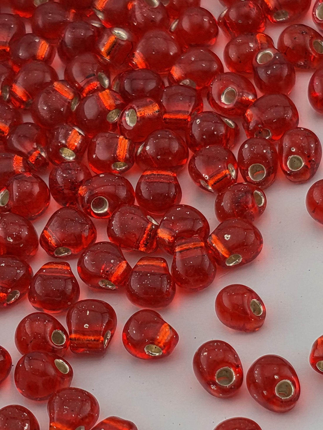 Orangish Red Miyuki Drop Beads - Silver Lined, 3.4mm, 15g Pack