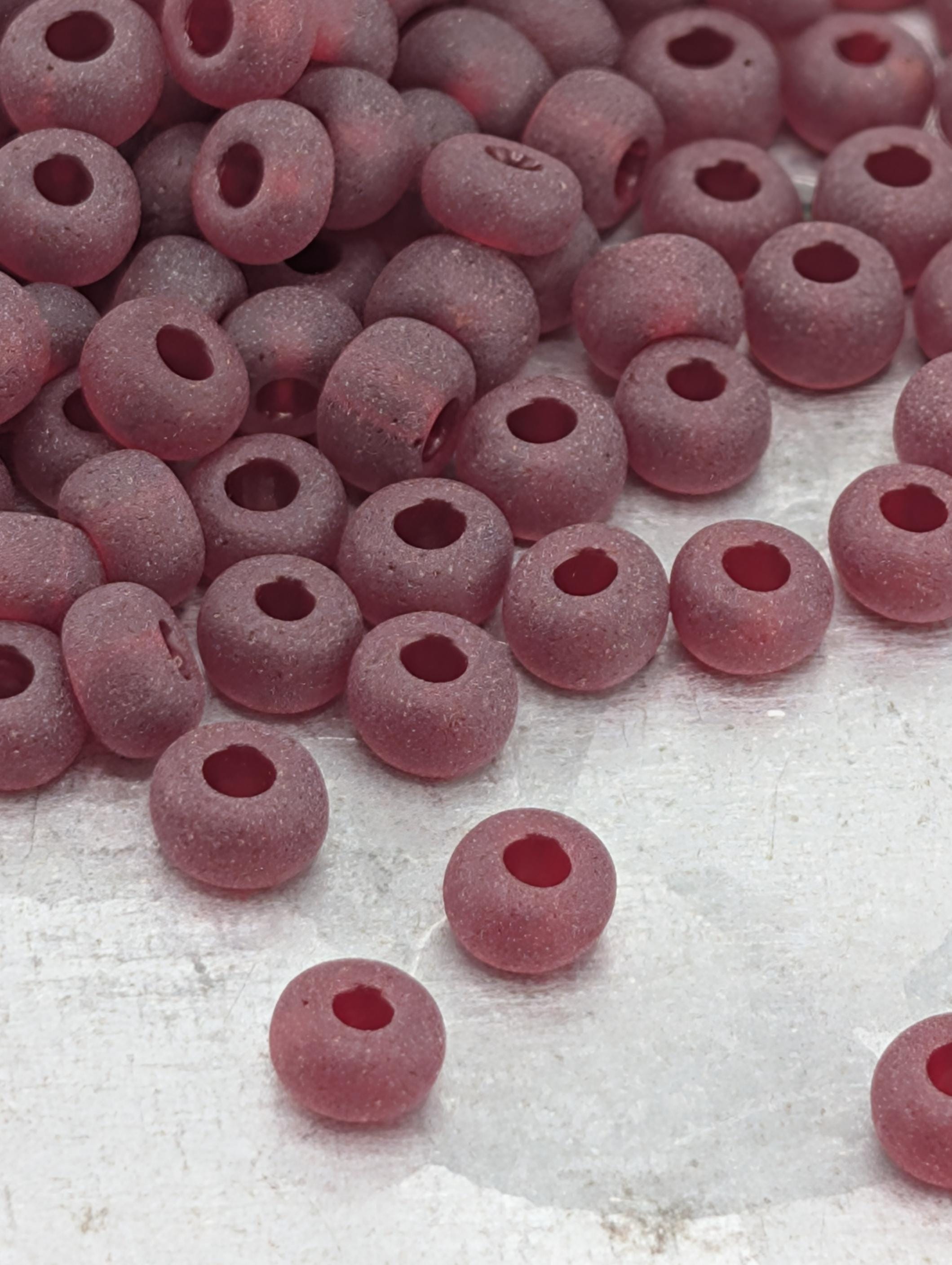 Preciosa Size 6 Seed Beads: Transparent Matte Garnet, 15g Package