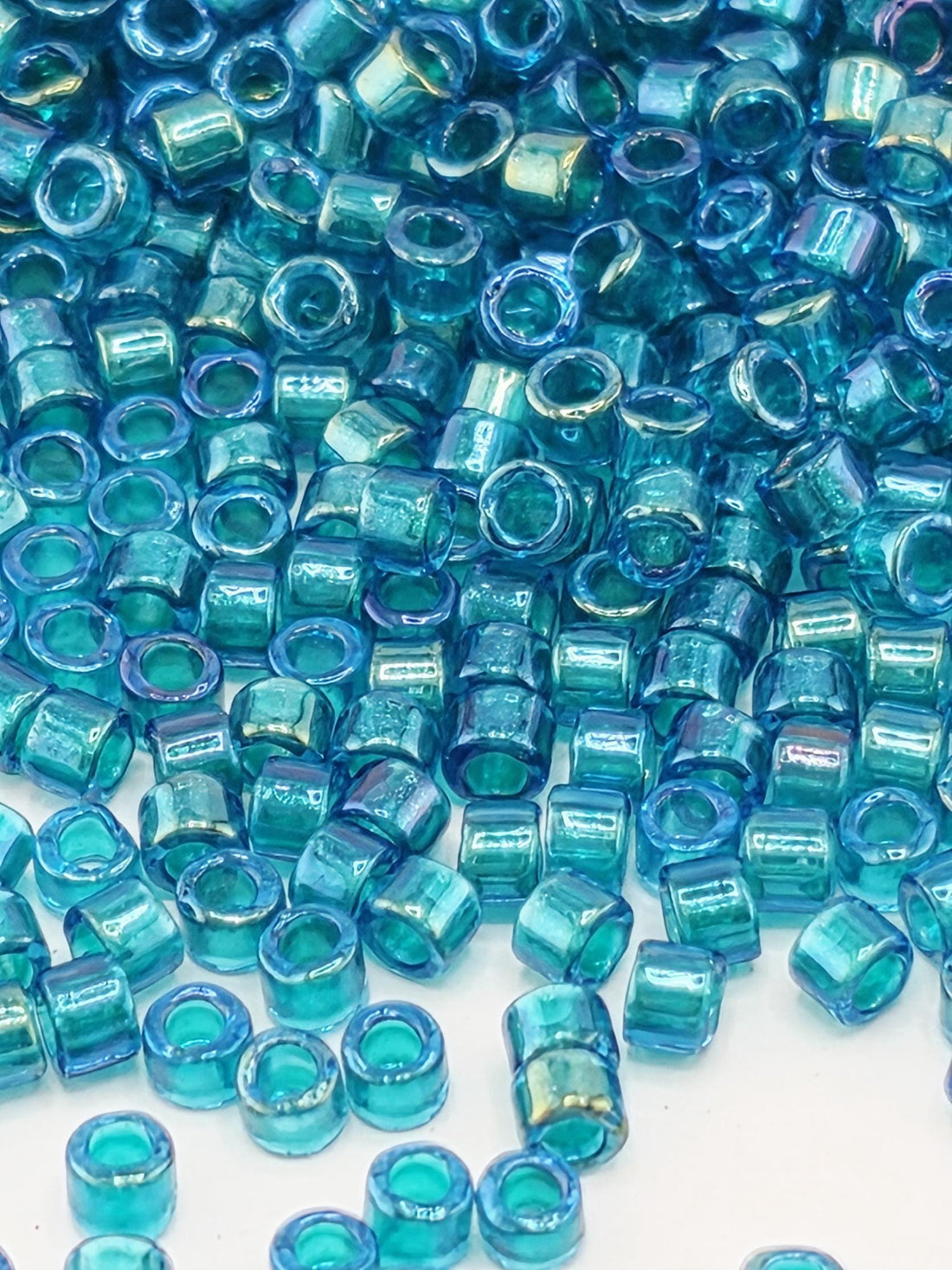 DB1764:Azure/Hawaiian Blue Inside Color Lined Sparkle Rainbow Miyuki Delica (Size 11, 7 grams, ~1400 beads)