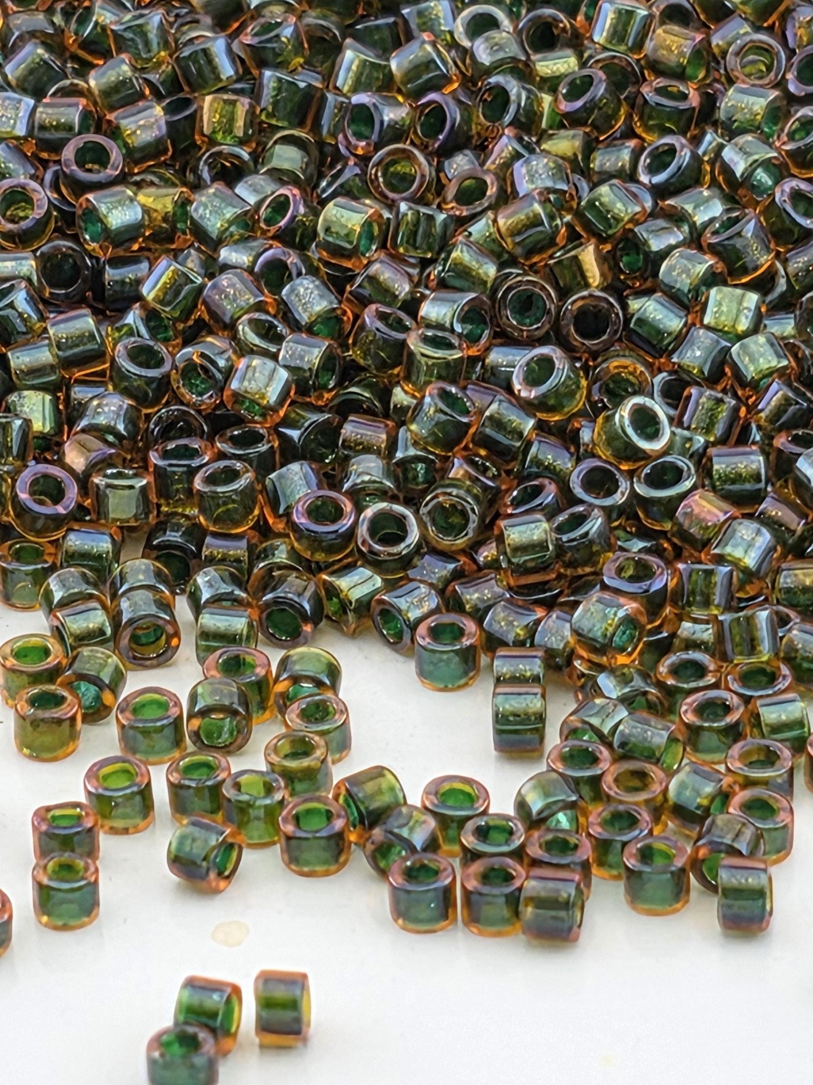 DB1741:Ruby/Peridot Inside Color Lined Sparkle Rainbow Miyuki Delica (Size 11, 7 grams, ~1400 beads)