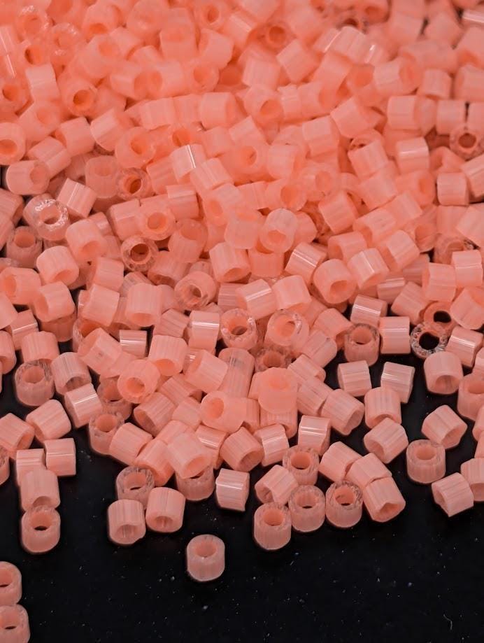 DB1856:Bright Salmon Satin I/D (6 Gm Ea) Miyuki Delica (Size 11, 7 grams, ~1400 beads)