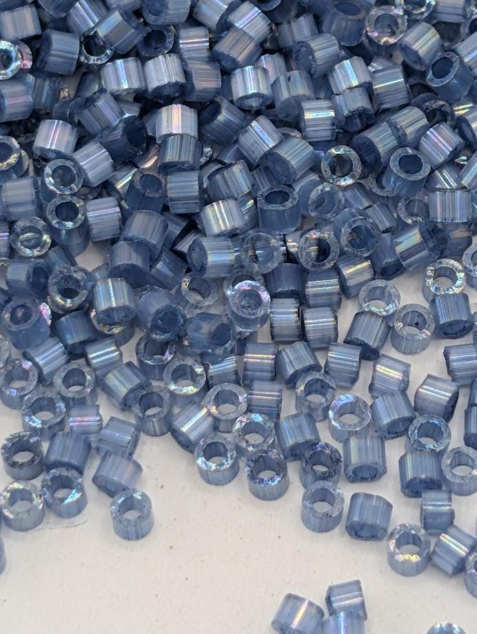 DB1882:Grey-Teal Satin I/D/R (6 Gm Ea) Miyuki Delica (Size 11, 7 grams, ~1400 beads)