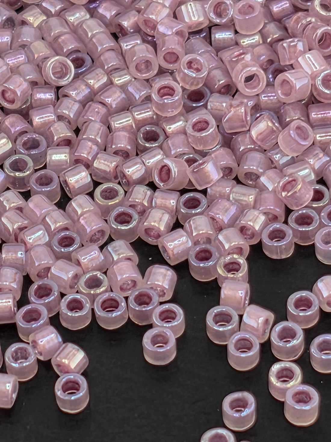 DB1752:Mauve/Thistle Flower Inside Color Lined Sparkle Rainbow Miyuki Delica (Size 11, 7 grams, ~1400 beads)