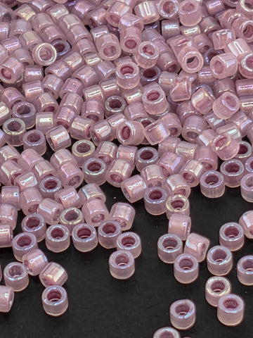 DB1752:Mauve/Thistle Flower Inside Color Lined Sparkle Rainbow Miyuki Delica (Size 11, 7 grams, ~1400 beads)