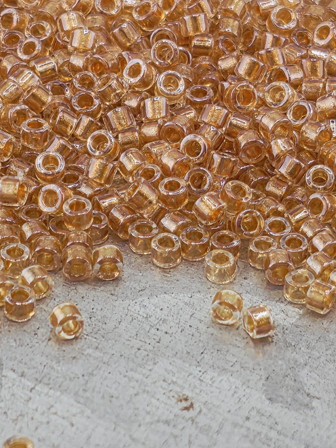 DB0901:Crystal/Rose Gold Inside Color Lined Sparkle Duracoat Miyuki Delica (Size 11, 7 grams, ~1400 beads)