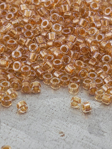DB0901:Crystal/Rose Gold Inside Color Lined Sparkle Duracoat Miyuki Delica (Size 11, 7 grams, ~1400 beads)