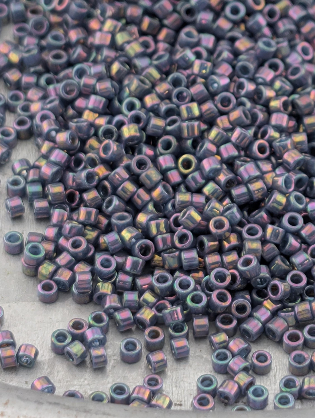 DB0134 Miyuki Delica Seed Beads Grey Denim Opaque Luster Rainbow (Size 11, 7 grams, ~1400 beads)