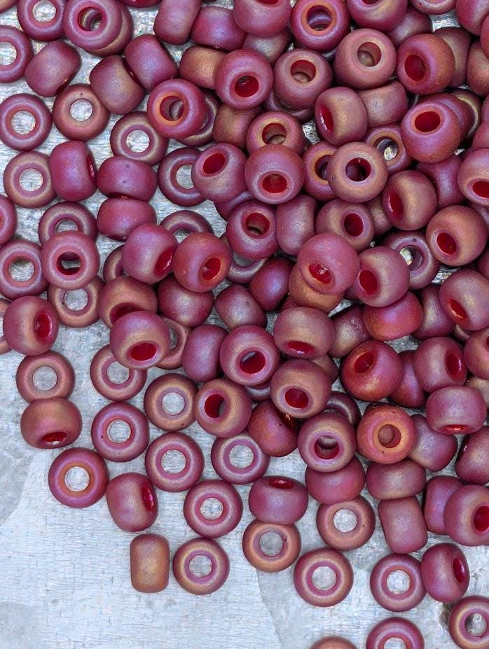 Miyuki Rocaille Beads: Poinsettia Opaque Matte Rainbow Glaze, Size 6/0