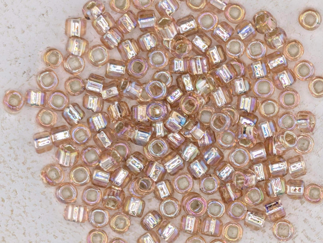 Seed Beads: Matsuno Rainbow Light Pink, Silver-Lined (Size 6, 15g)