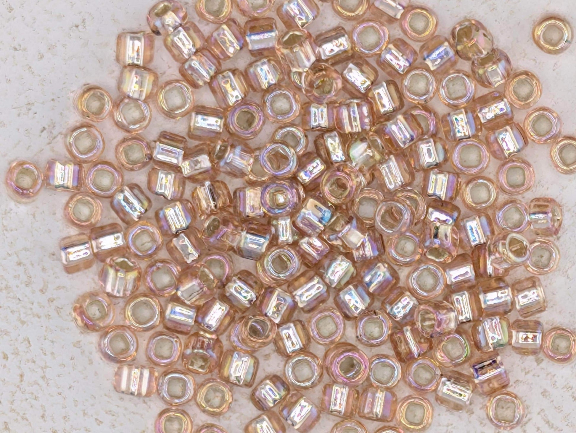 Seed Beads: Matsuno Rainbow Light Pink, Silver-Lined (Size 6, 15g)