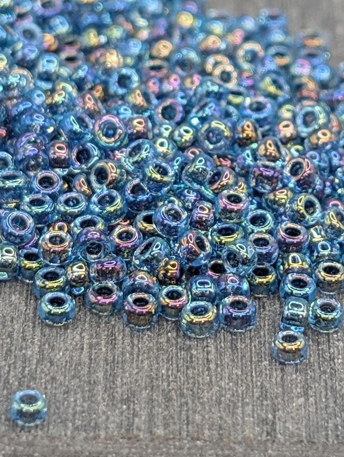 Miyuki Aqua Blue Seed Beads - Inside Color Lined, 11/0, 20g