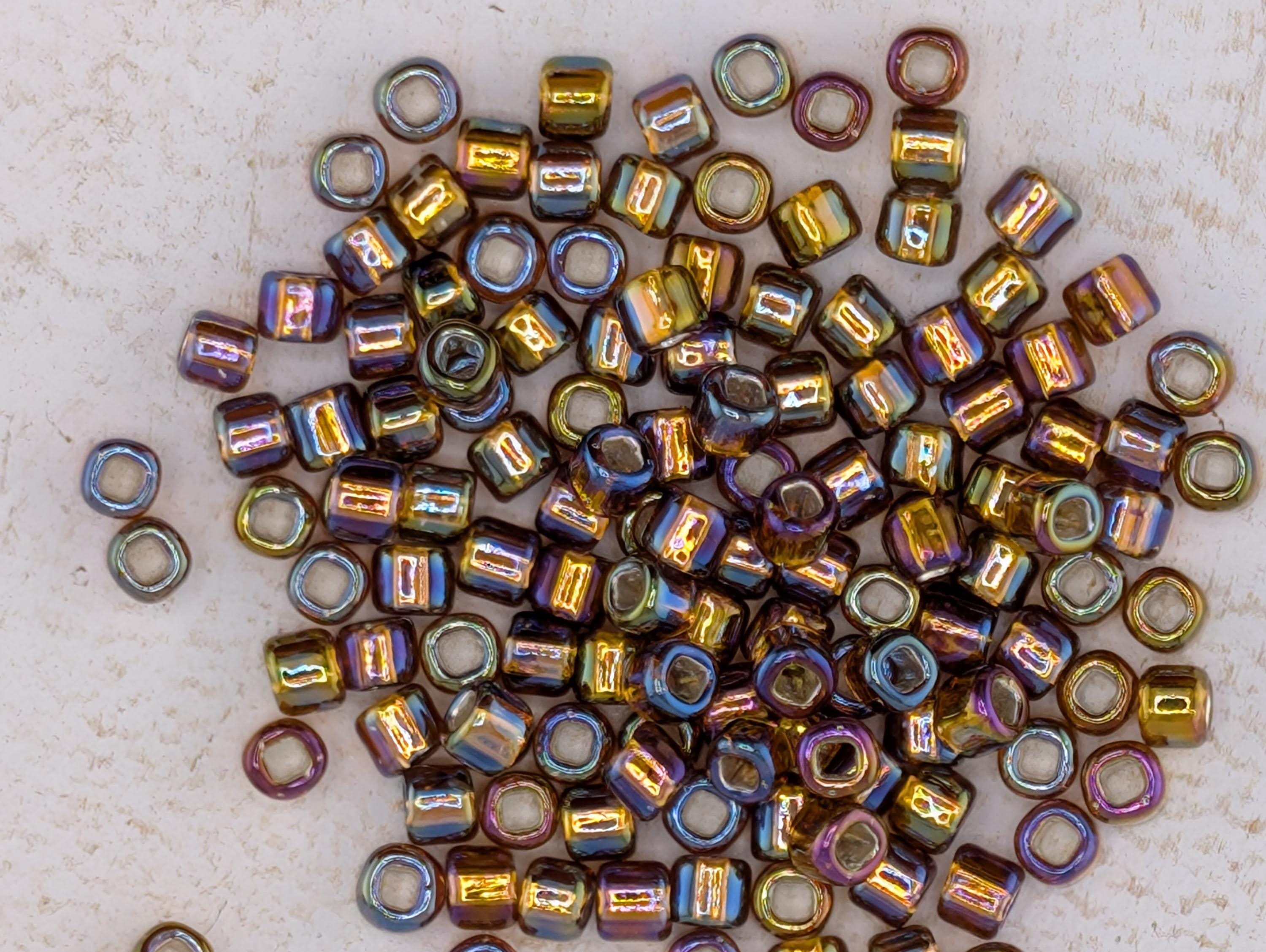 Matsuno Seed Beads: Frosted Rainbow Root Beer - Japanese Glass, Size 6