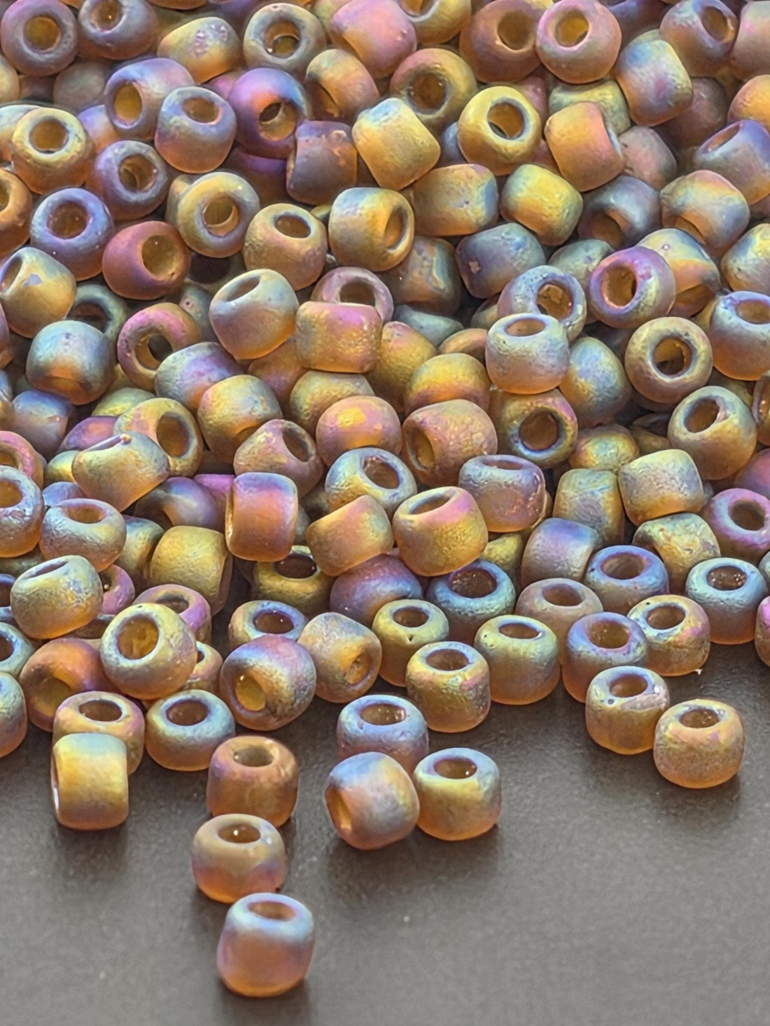 Translucent Frosted Seed Beads: Rainbow Root Beer Color (Size 11/0)