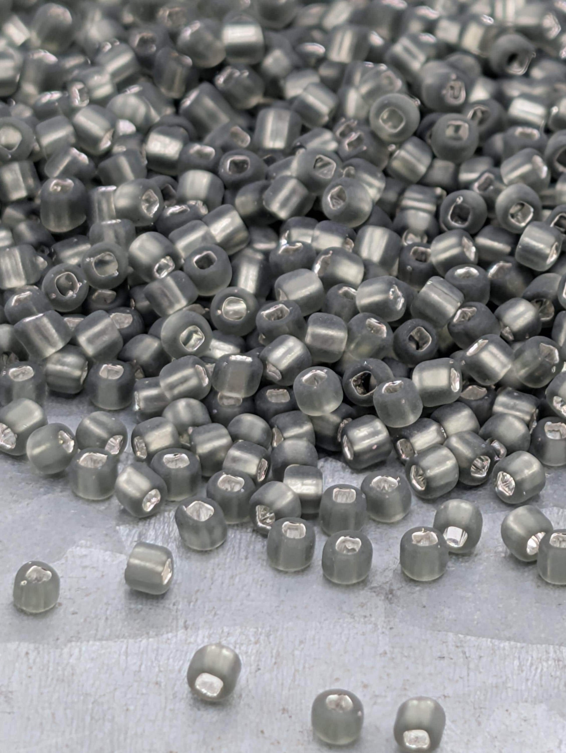 Translucent Gunmetal Matsuno Seed Beads, Size 11/0 (15g, ~1650 pcs)