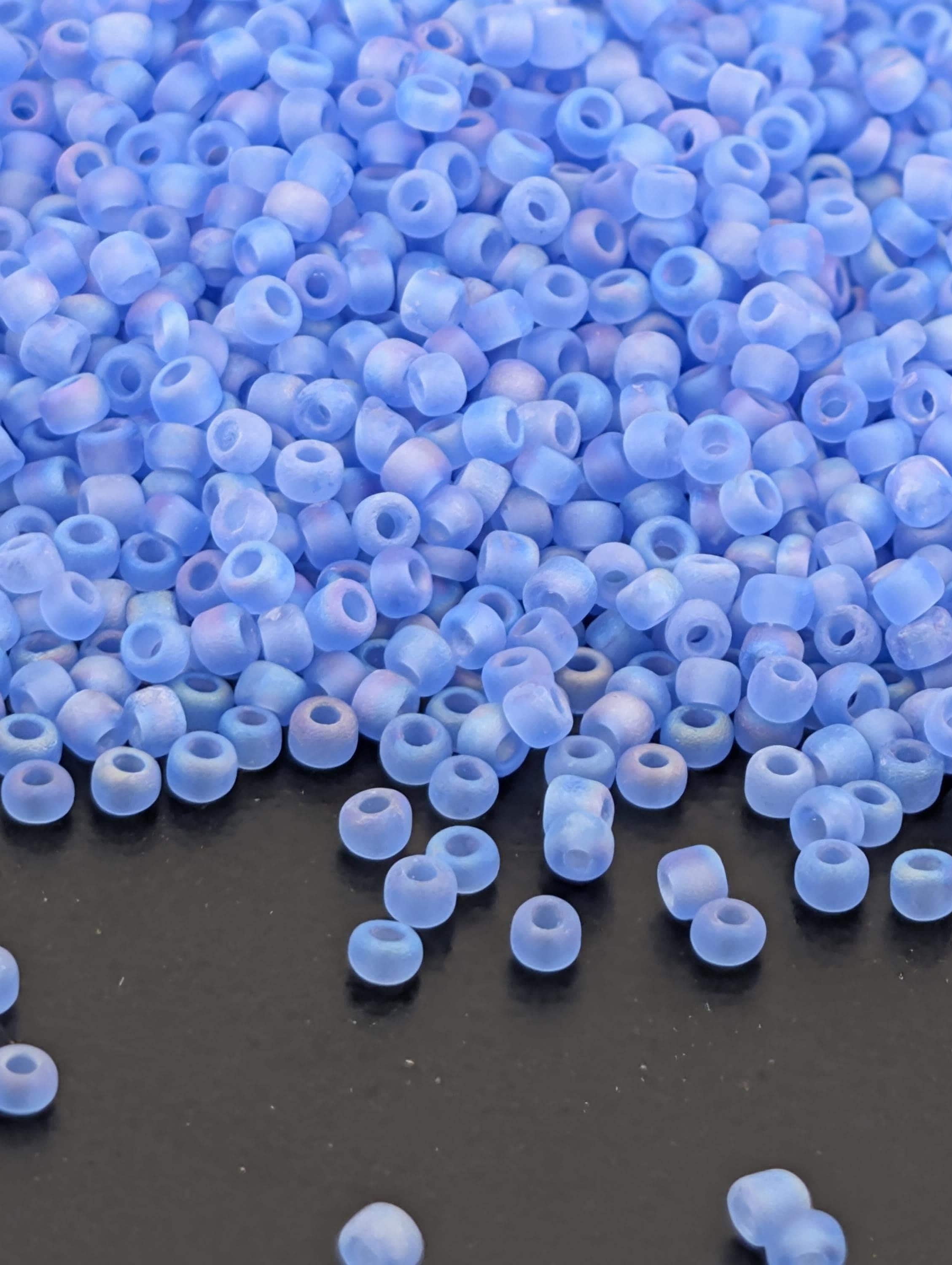 Rainbow Blue Seed Beads - Translucent Frosted Matsuno Size 11/0