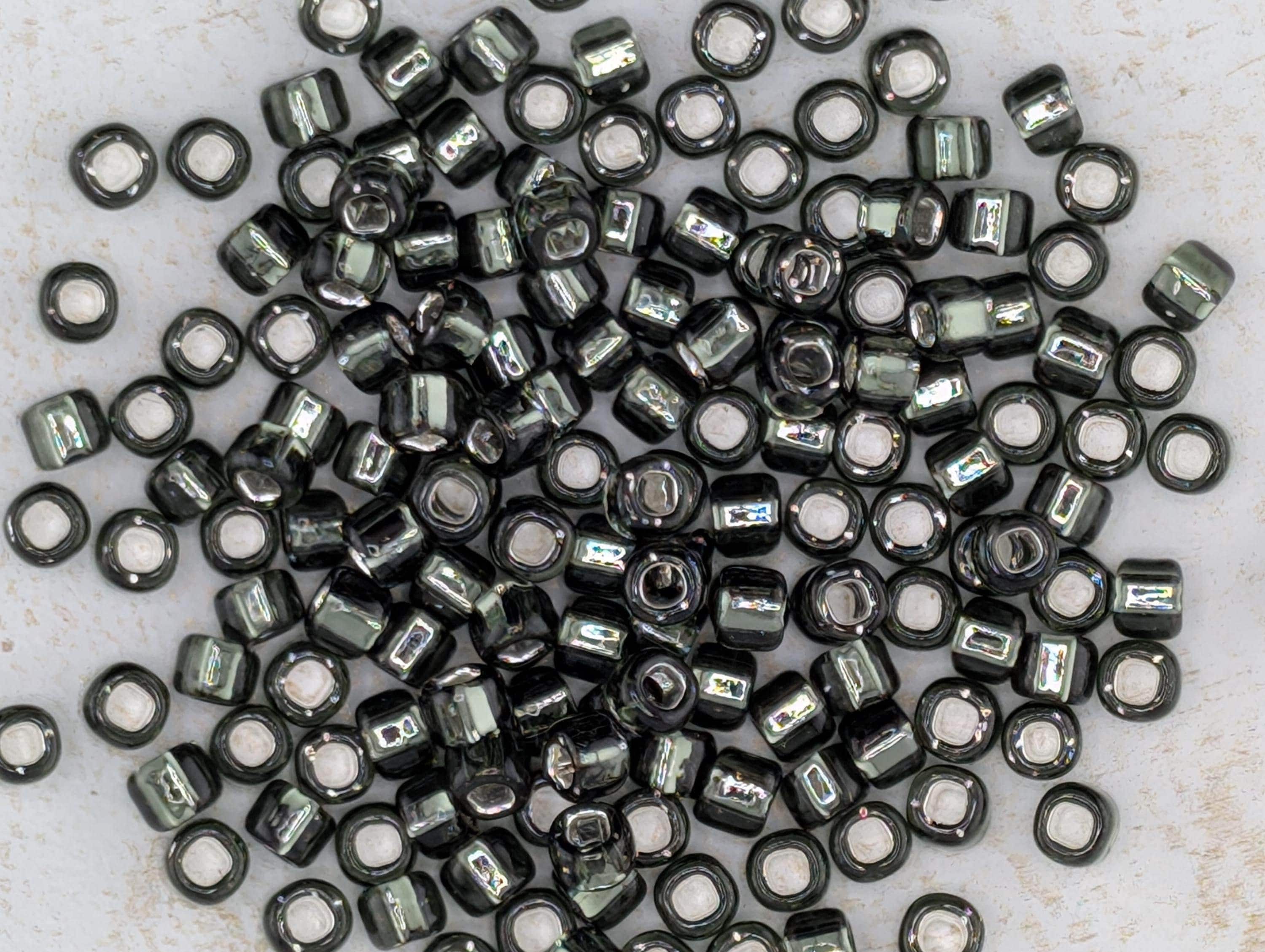 Seed Beads: Matsuno Size 6 Silver-Lined Translucent Gunmetal (15g, ~180 pcs)
