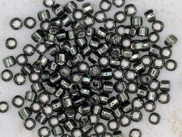 Seed Beads: Matsuno Size 6 Silver-Lined Translucent Gunmetal (15g, ~180 pcs)