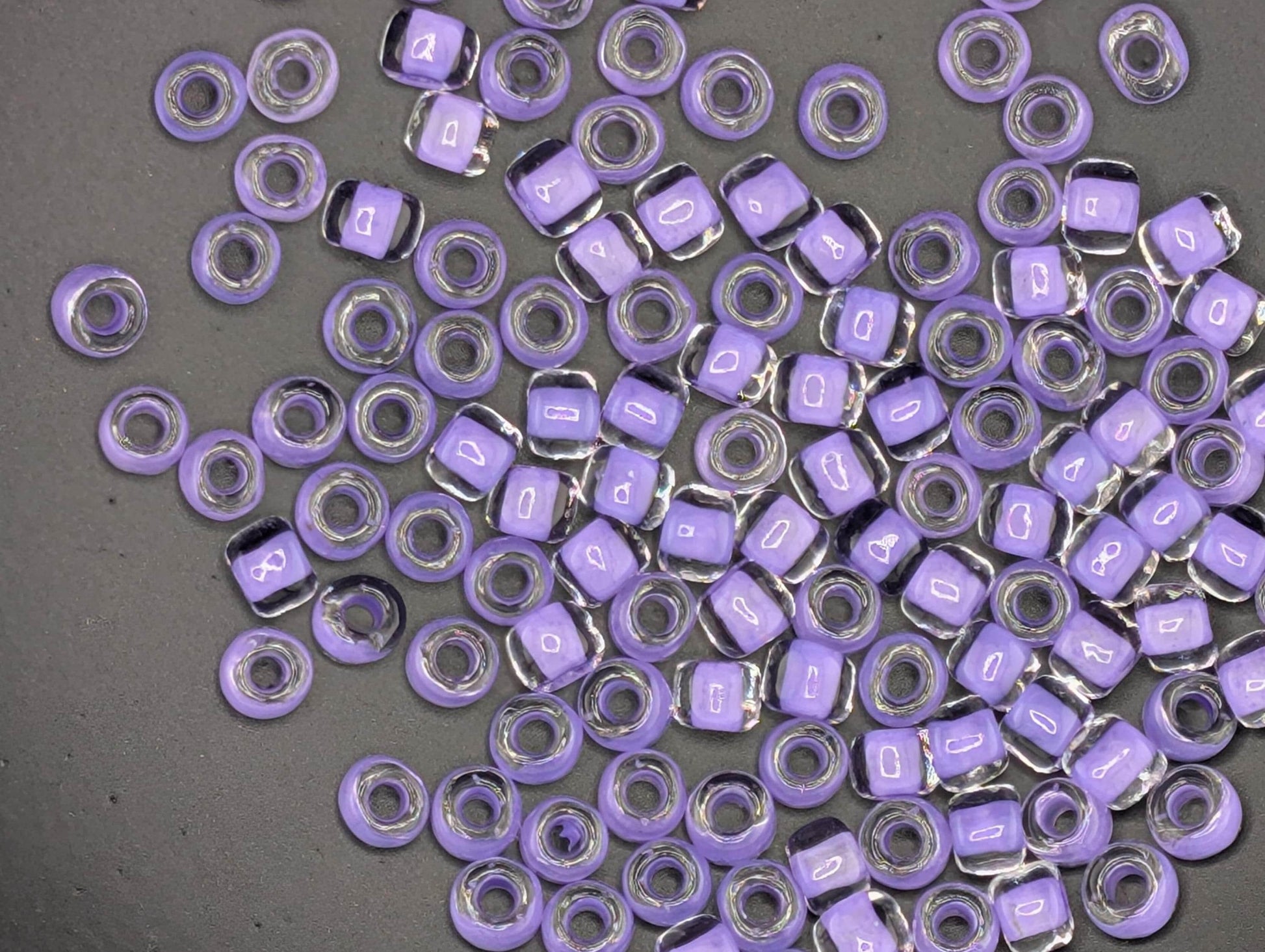 Seed Beads Size 6: Dark Lilac Translucent - Matsuno Glass, 15g Approx 180 pcs