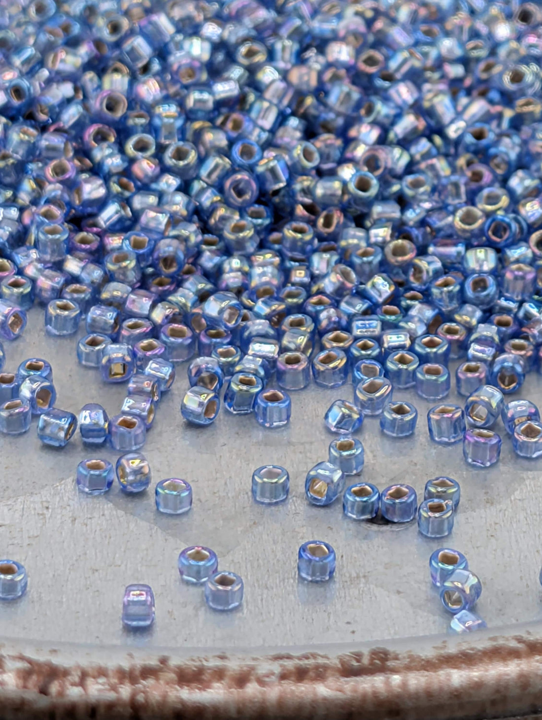 Rainbow Blue Matsuno Seed Beads, Silver-Lined (11/0 Round, 15g Pack)