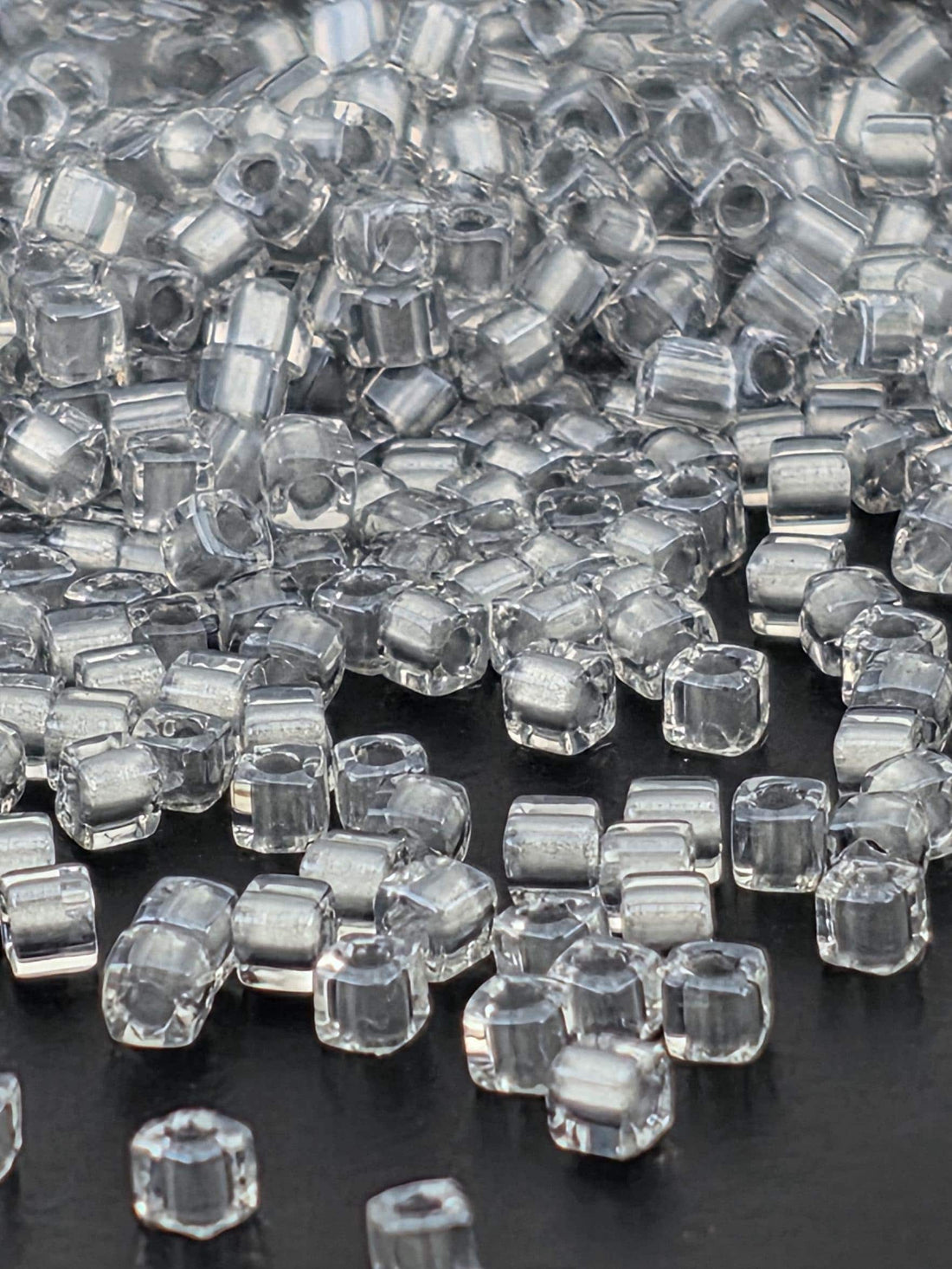 Miyuki Square/Cubes Crystal/Silver Inside Color Lined Sparkle Size 1.5mm