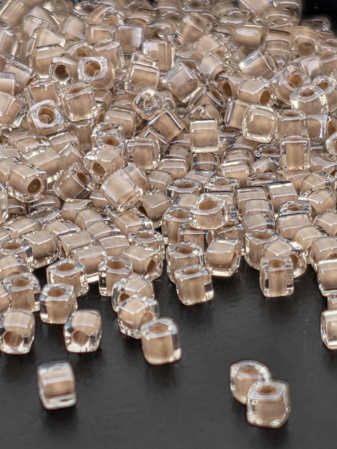 Miyuki Square/Cubes Crystal/Light Mocha Inside Color Lined Sparkle Size 1.5mm