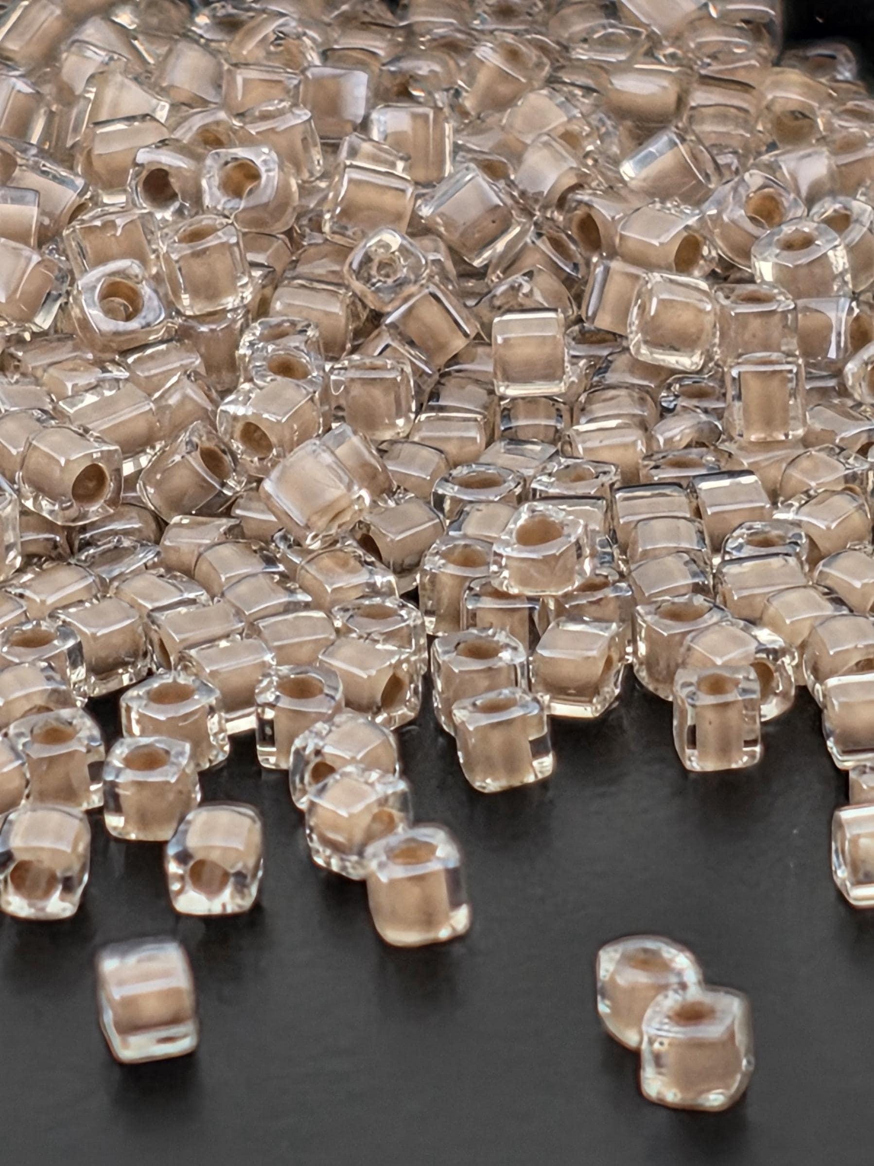 Miyuki Square/Cubes Crystal/Light Mocha Inside Color Lined Sparkle Size 1.5mm