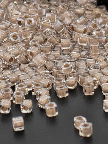 Miyuki Square/Cubes Crystal/Light Mocha Inside Color Lined Sparkle Size 1.5mm