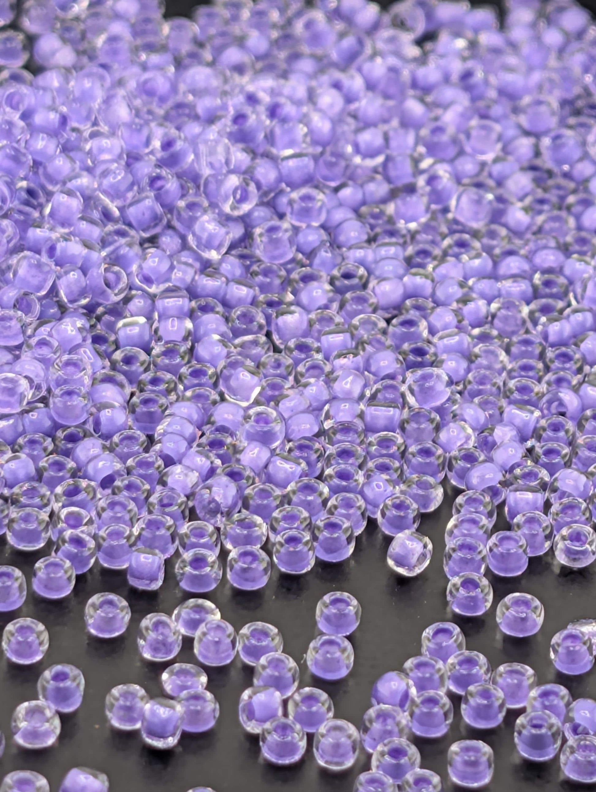 Dark Lilac Seed Beads: Translucent Inside Dyed Matsuno 11/0