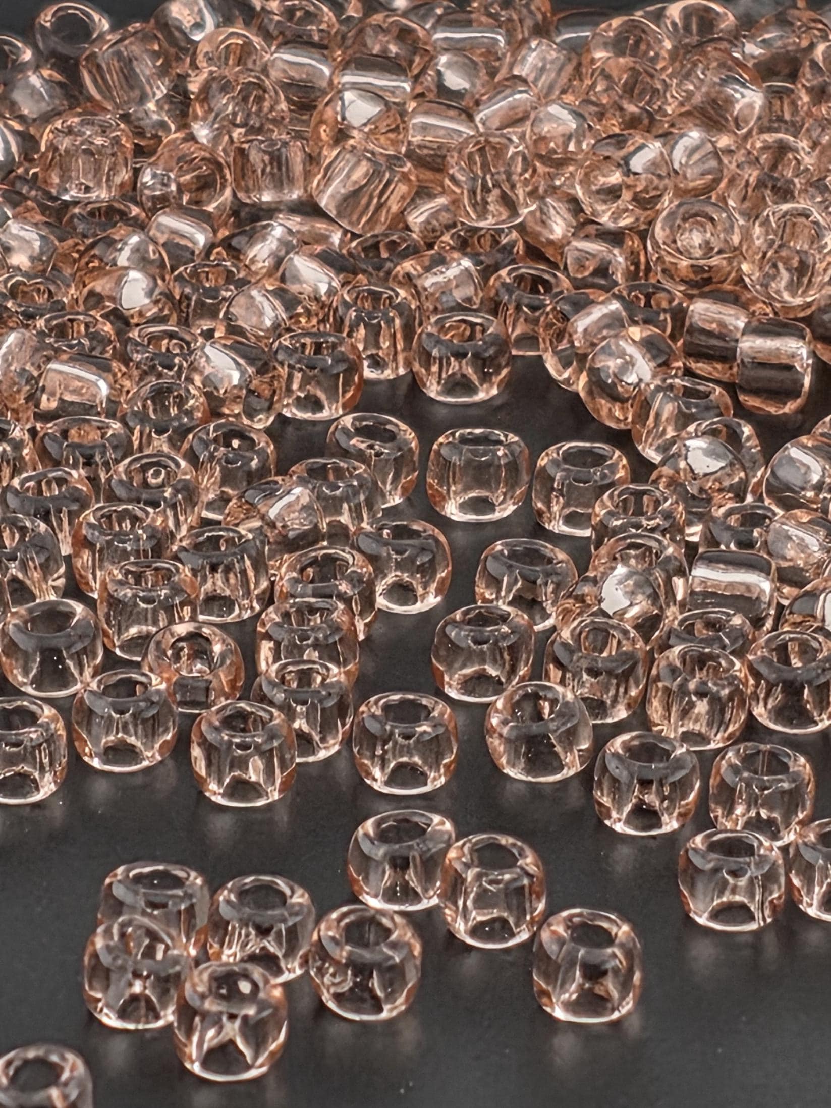Transparent Light Peach Seed Beads - Matsuno Size 6, 15g Approx 180 pcs