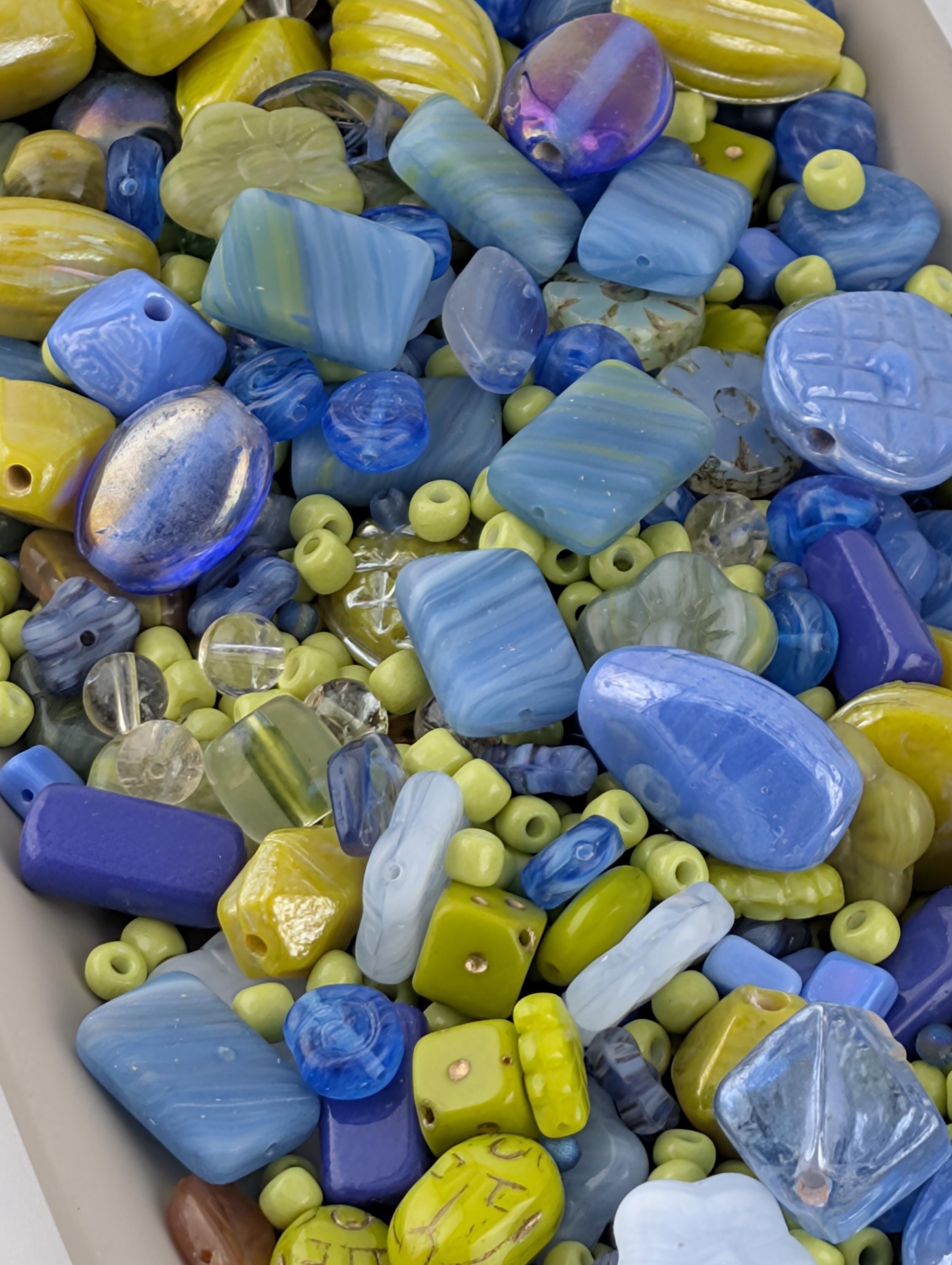 Exclusive "Blueberry Limeade" Czech Glass Bead Mix (2oz)