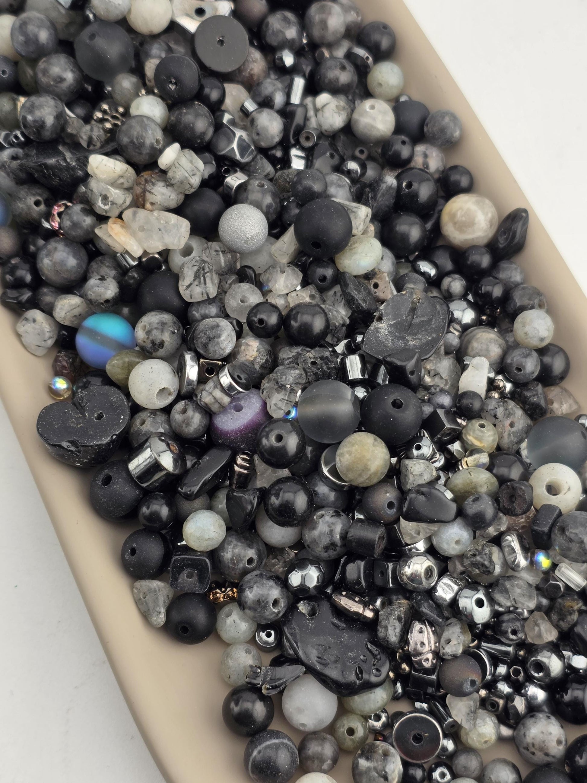 Exclusive "Thunderstone Mix" Gemstone, mixed metal & Glass Bead Mix (56g Pkg)