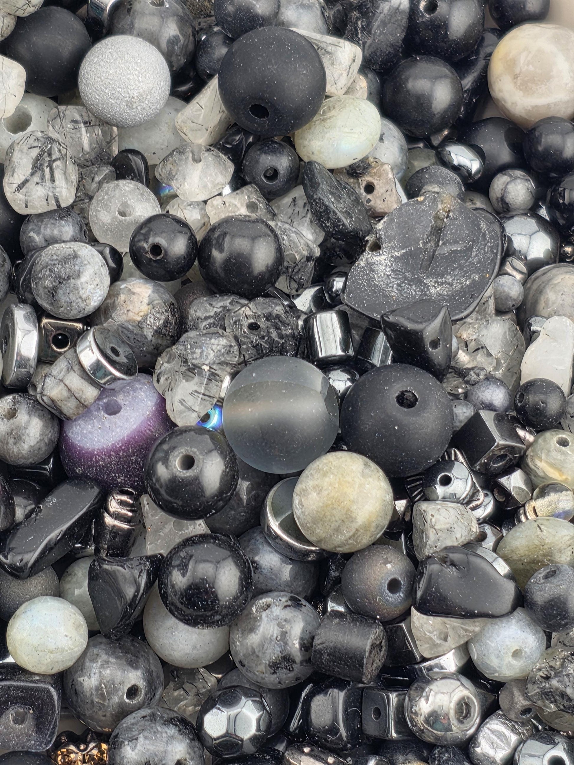 Exclusive "Thunderstone Mix" Gemstone, mixed metal & Glass Bead Mix (56g Pkg)