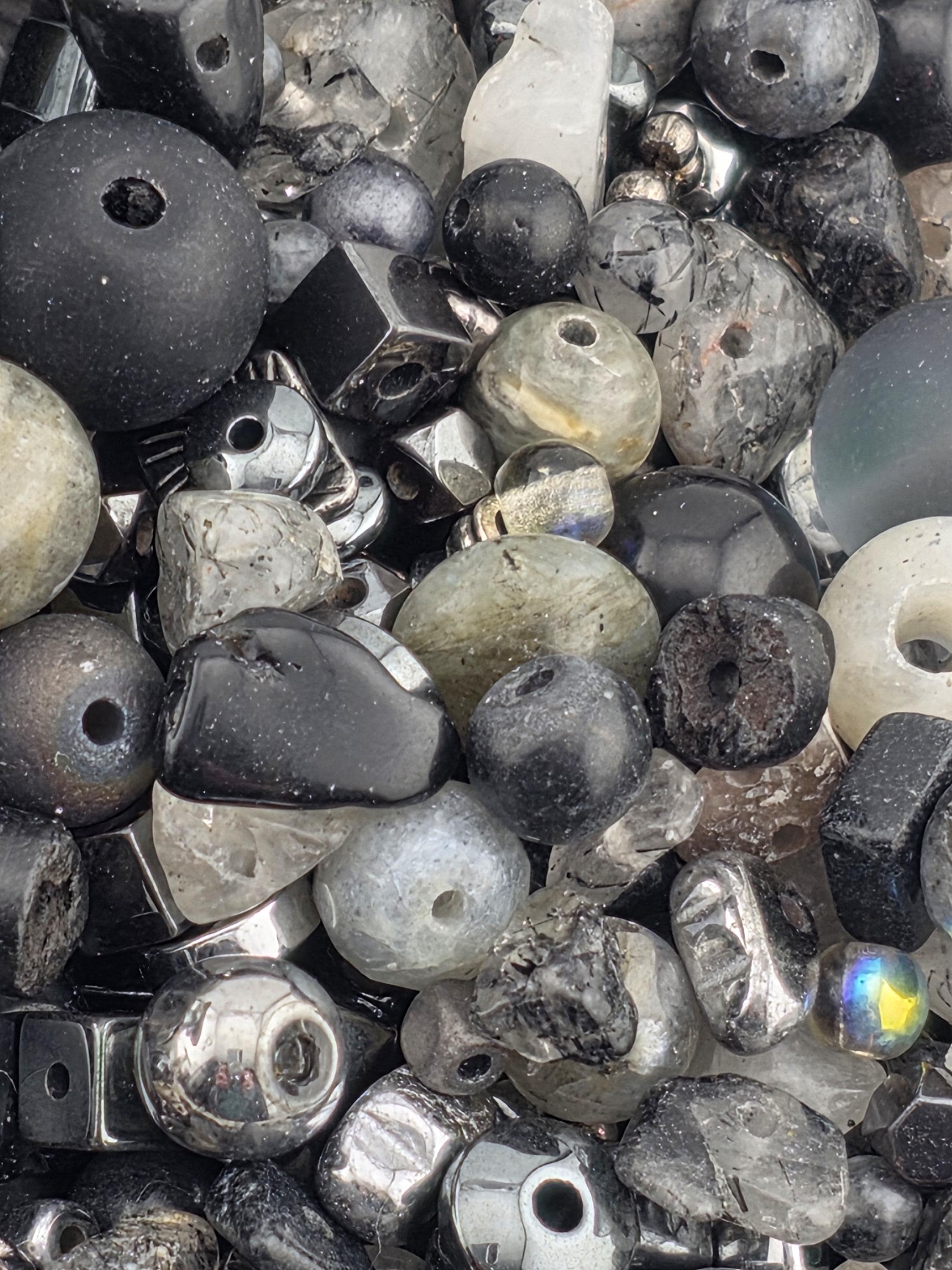 Exclusive "Thunderstone Mix" Gemstone, mixed metal & Glass Bead Mix (56g Pkg)