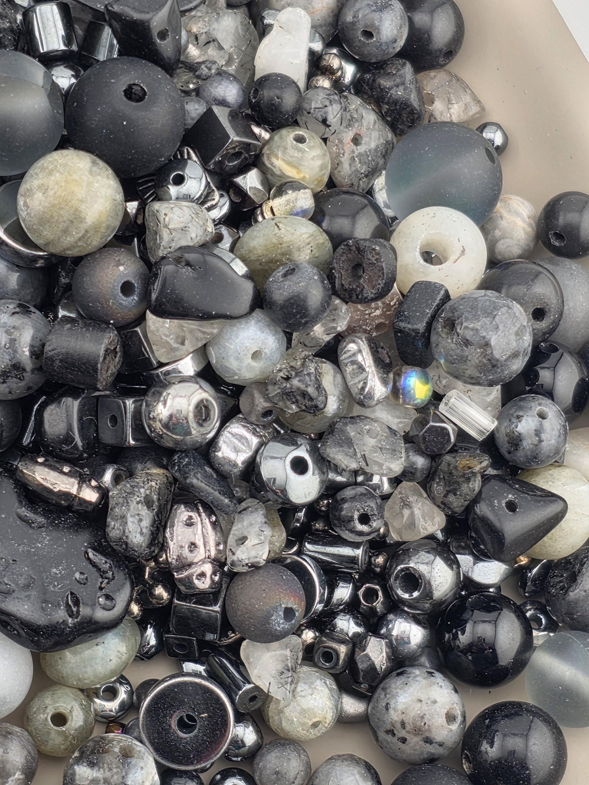 Exclusive "Thunderstone Mix" Gemstone, mixed metal & Glass Bead Mix (56g Pkg)