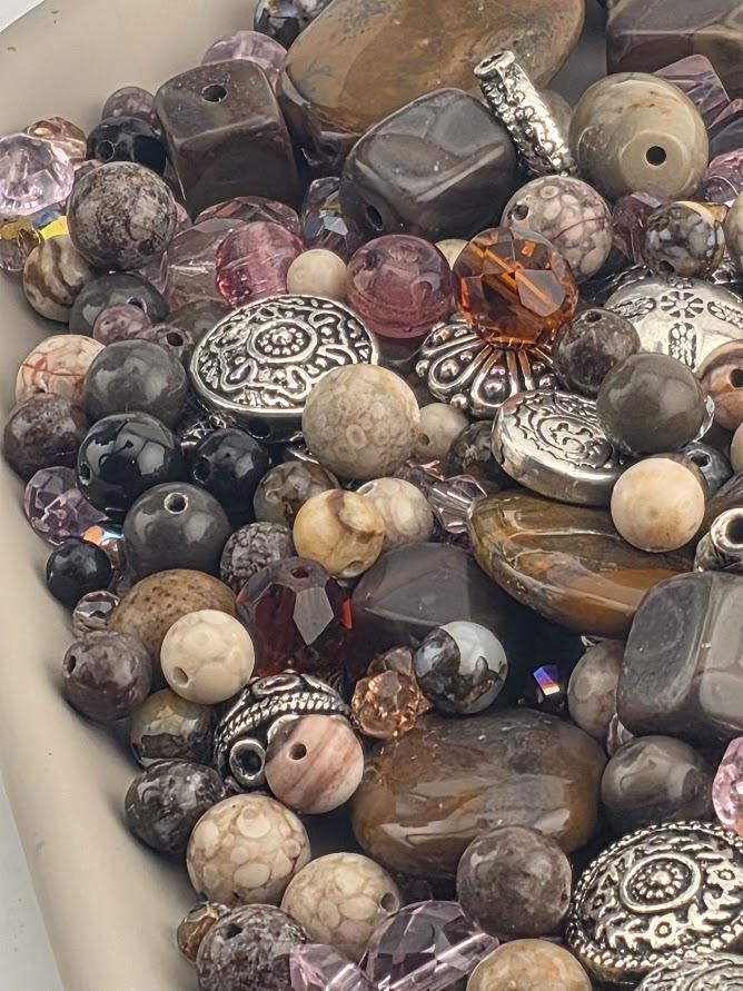 Exclusive "Mocha Swirl" Barricaded Jasper Bead Soup Mix: Natural Gemstone Jewelry Supply, Crafting Lot