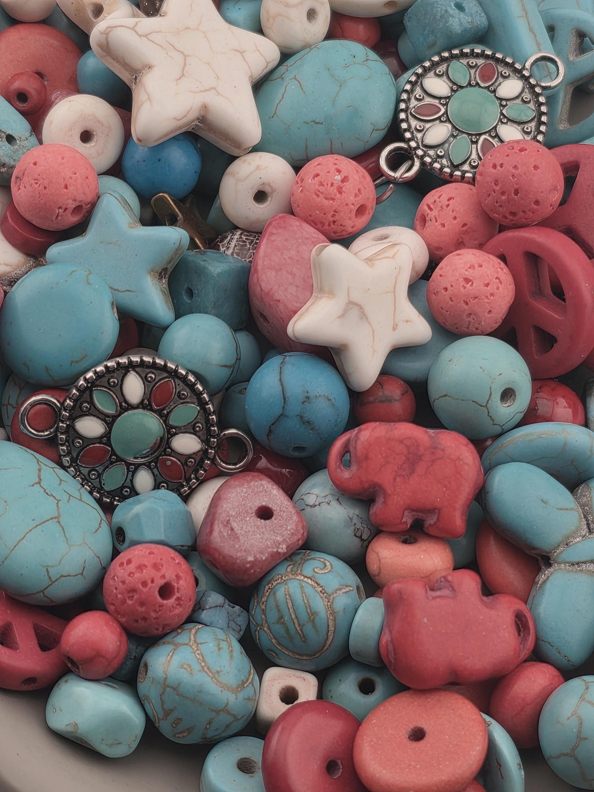 Exclusive "Santa Fe Sky" Howlite Gemstone Mix: 2oz Natural Stone Crafting Beads