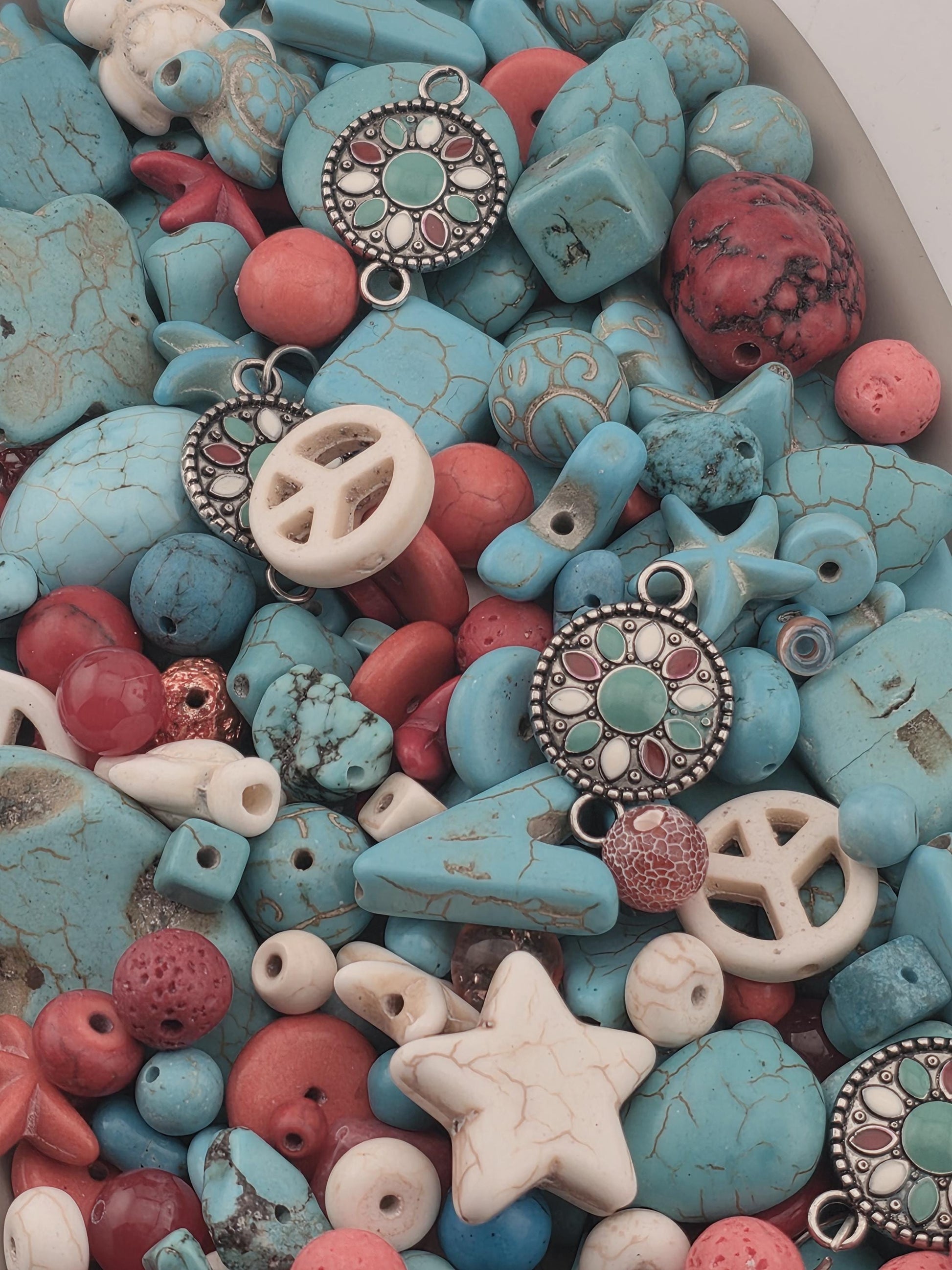 Exclusive "Santa Fe Sky" Howlite Gemstone Mix: 2oz Natural Stone Crafting Beads