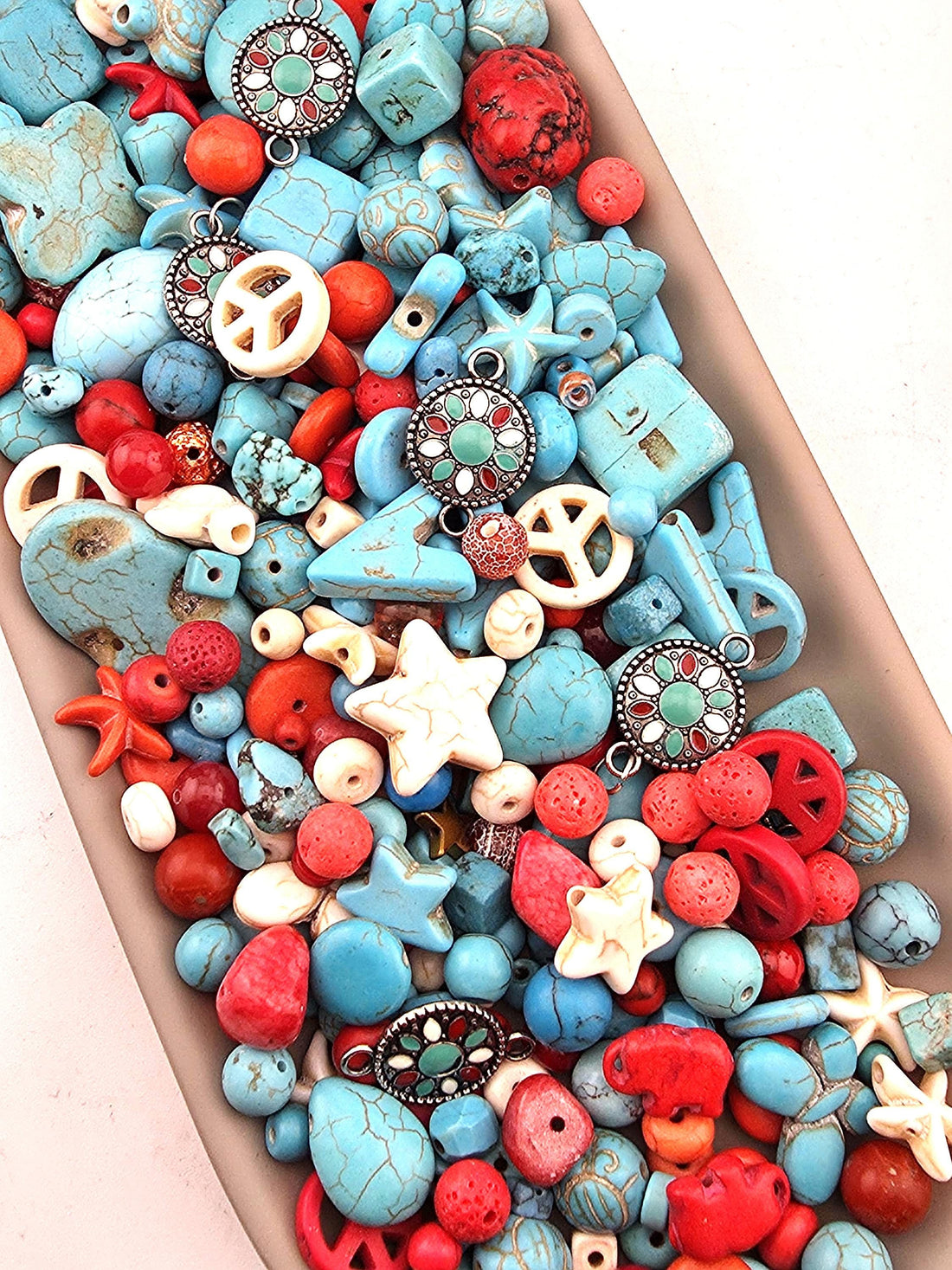 Exclusive "Santa Fe Sky" Howlite Gemstone Mix: 2oz Natural Stone Crafting Beads